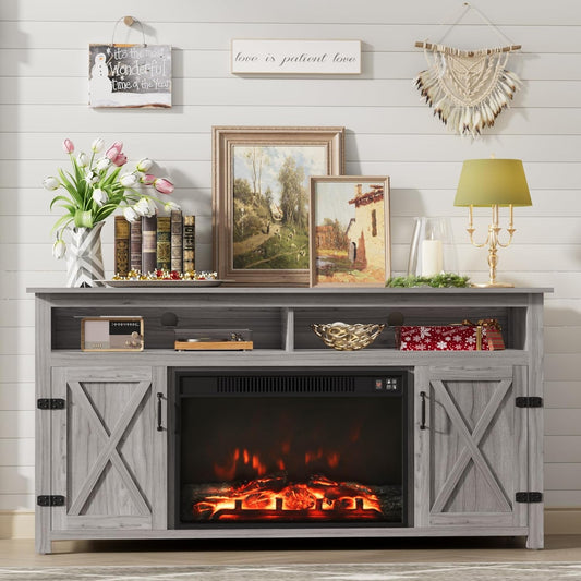 Rustic Electric Fireplace TV Stand for TVs up to 65"