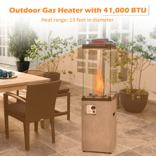 41,000 BTU Outdoor Patio Heater with Wheels & Stone Finish