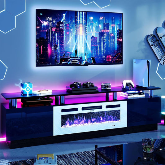 Elegant Black Fireplace TV Stand with 36" LED Electric Fireplace