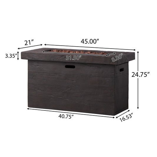 45-Inch Brown Magnesium Oxide Outdoor Fire Pit Table