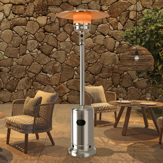 50,000 BTU Stainless Steel Outdoor Propane Patio Heater with Wheels