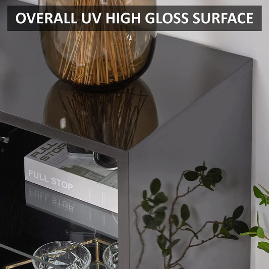 68" High-Gloss TV Stand with 40" Electric Fireplace