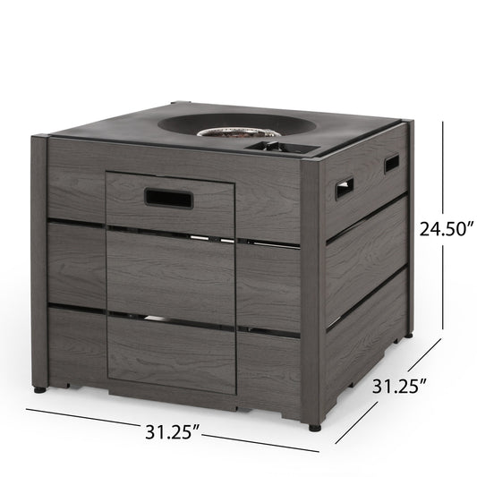 40,000 BTU Square Grey Fire Pit with WPC Base