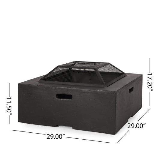 29" Dark Gray Wood-Burning Fire Pit – Lightweight Concrete