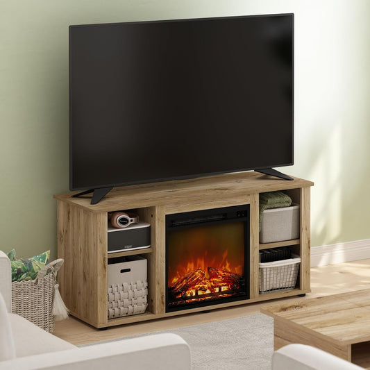 Modern TV Stand with Electric Fireplace & Storage – Fits TVs up to 55"