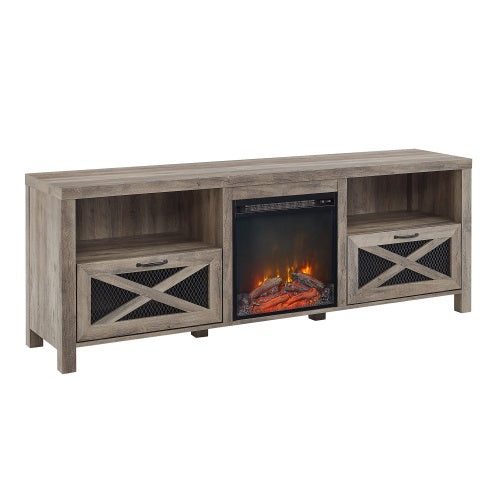 Industrial Farmhouse 70" Fireplace TV Stand for 80" TVs
