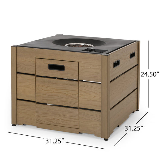 Archie Square WPC Fire Pit Base – Brown