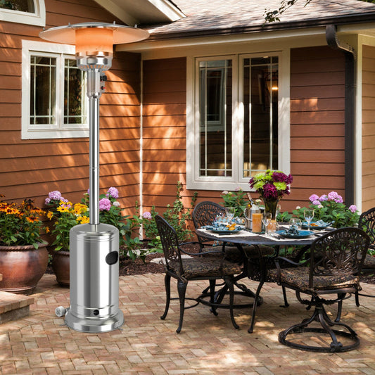 50,000 BTU Stainless Steel Outdoor Propane Patio Heater with Wheels
