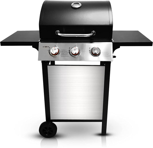 3-Burner Stainless Steel Gas BBQ Grill with Wheels