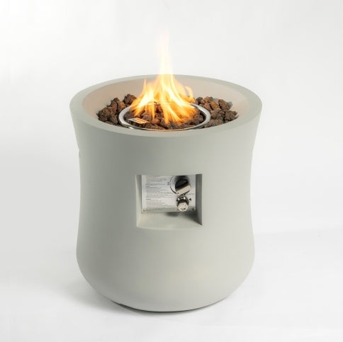 20" Compact Round Propane Fire Pit Table – Light Gray, 40,000 BTU