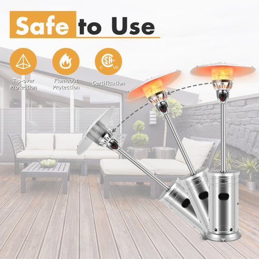 48000 BTU Outdoor Patio Heater with Wheels & Drink Shelf