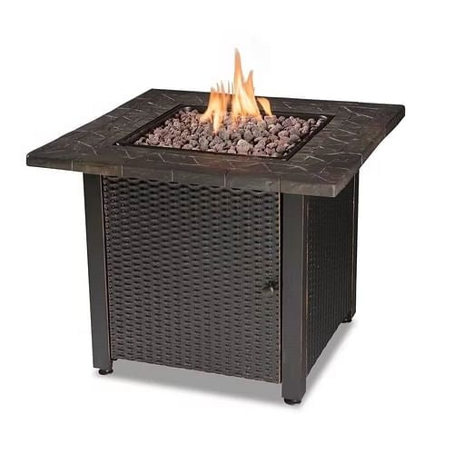 30-inch Outdoor Bronze LP Propane Gas Fire Pit with Lava Rocks