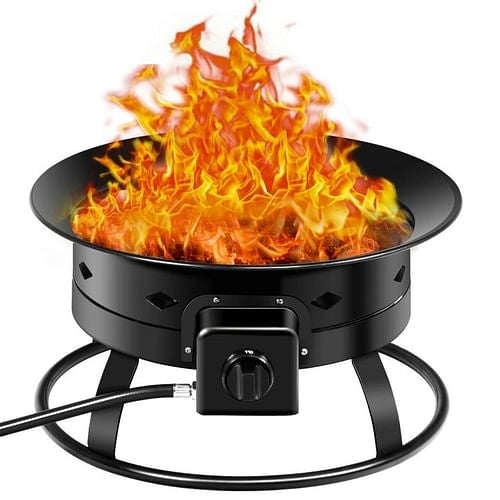Portable 19-Inch Propane Firebowl Fire Pit with Cover & Kit