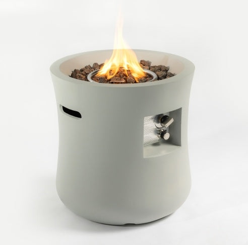 20" Compact Round Propane Fire Pit Table – Light Gray, 40,000 BTU