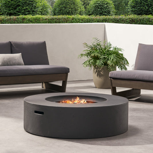39.25" Circular Propane Fire Pit – Dark Grey Concrete
