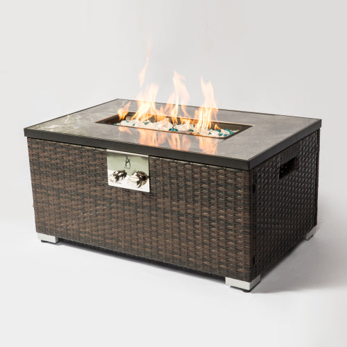 Outdoor 48,000 BTU Propane Fire Pit Table with Ignition & Cover