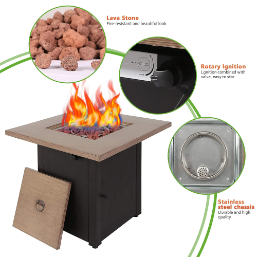 ETL Approved 48,000 BTU Propane Fire Pit Table for Outdoor Use