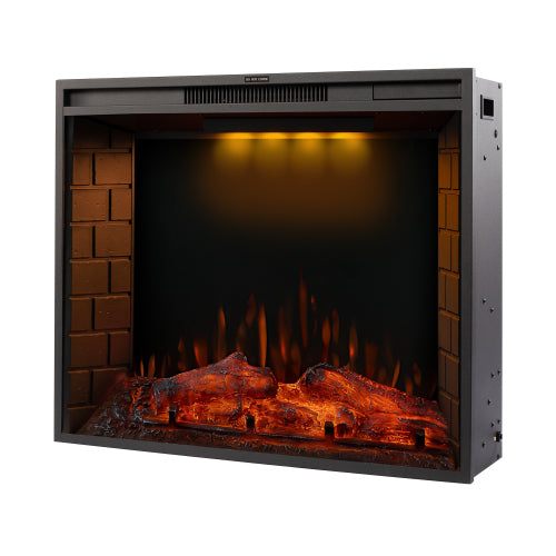 30" Recessed Electric Fireplace with Remote & Adjustable Heat