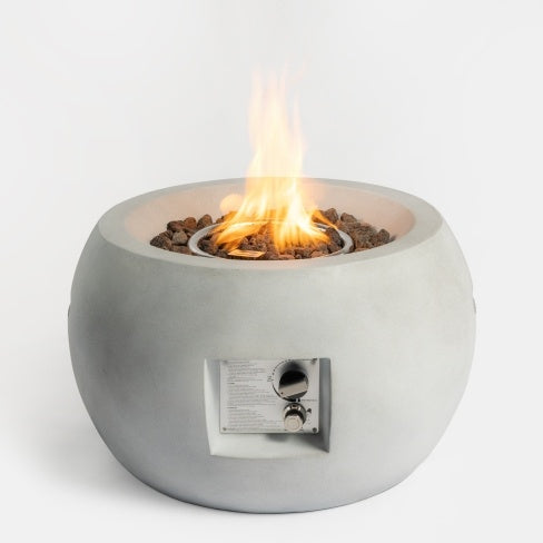 24" Outdoor Propane Fire Pit Table – Light Gray, 40,000 BTU