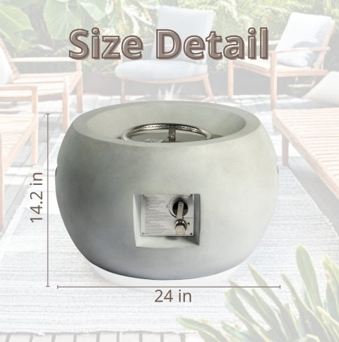 24" Outdoor Propane Fire Pit Table – Light Gray, 40,000 BTU