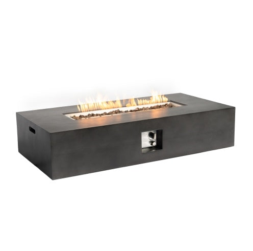 56" Rectangular Outdoor Fire Pit Table – 50,000 BTU, Dark Gray