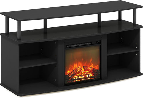 Stylish Electric Fireplace TV Stand with Open Shelves – 55" TVs