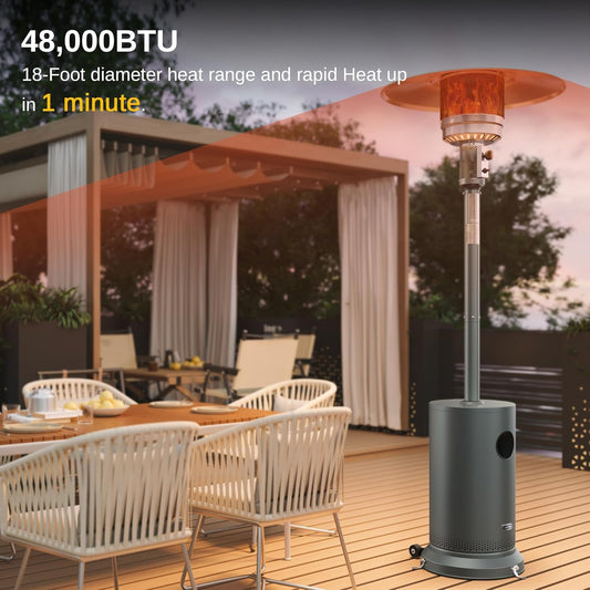 48,000 BTU Outdoor Propane Patio Heater with Wheels & Table