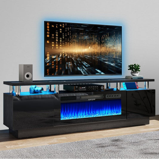 80" Electric Fireplace TV Stand with LED Lights