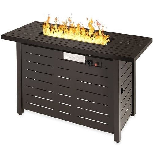 50,000 BTU Brown Steel LP Gas Propane Fire Pit with Auto Ignition