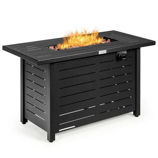 60,000 BTU Brown Rectangular Portable Propane Fire Pit Table