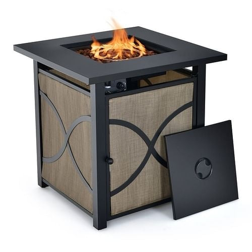 40,000 BTU Portable LP Gas Propane Fire Pit Table with Removable Lid