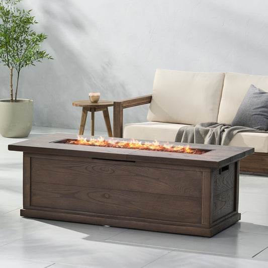 56-Inch Brown Magnesium Oxide Propane Gas Fire Pit Table