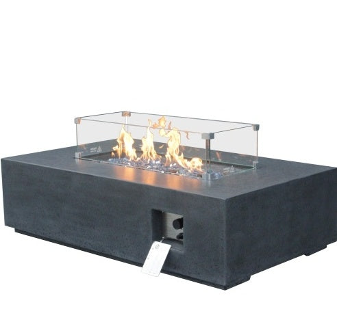 52" Outdoor Concrete Propane Fire Pit Table – Dark Gray, 65,000 BTU