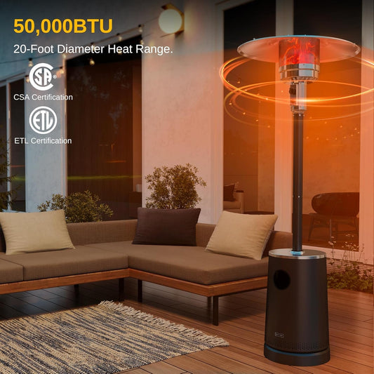 50,000 BTU Outdoor Patio Heater with Table & Wheels
