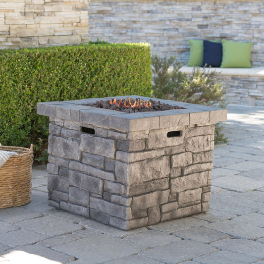 30-Inch Grey Magnesium Oxide Gas Fire Pit Table for Outdoor Use