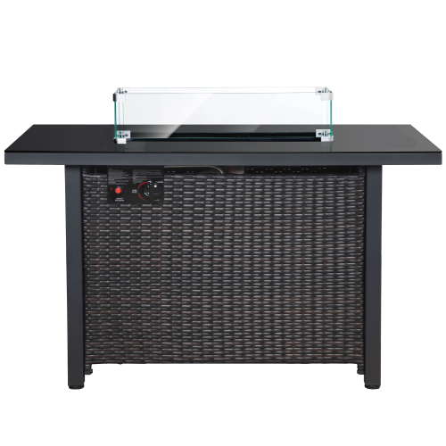 43-Inch Black Propane Fire Pit Table with Hideaway Tank Storage