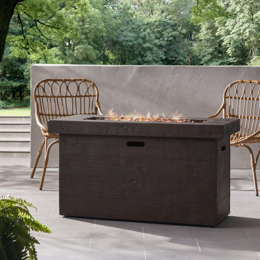 45-Inch Brown Magnesium Oxide Outdoor Fire Pit Table