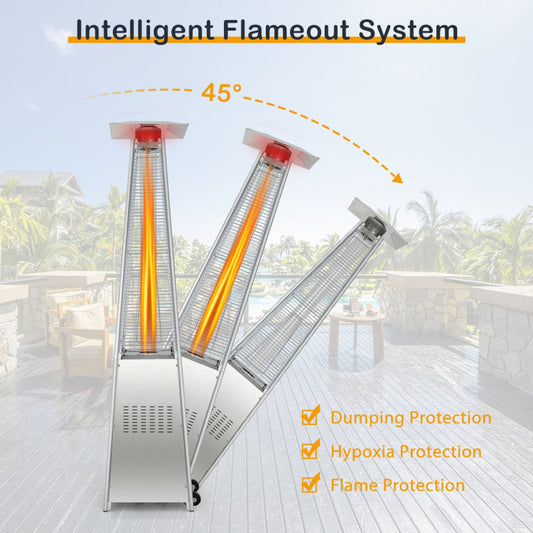 Portable Outdoor Patio Heater with Wheels & Glass Tube